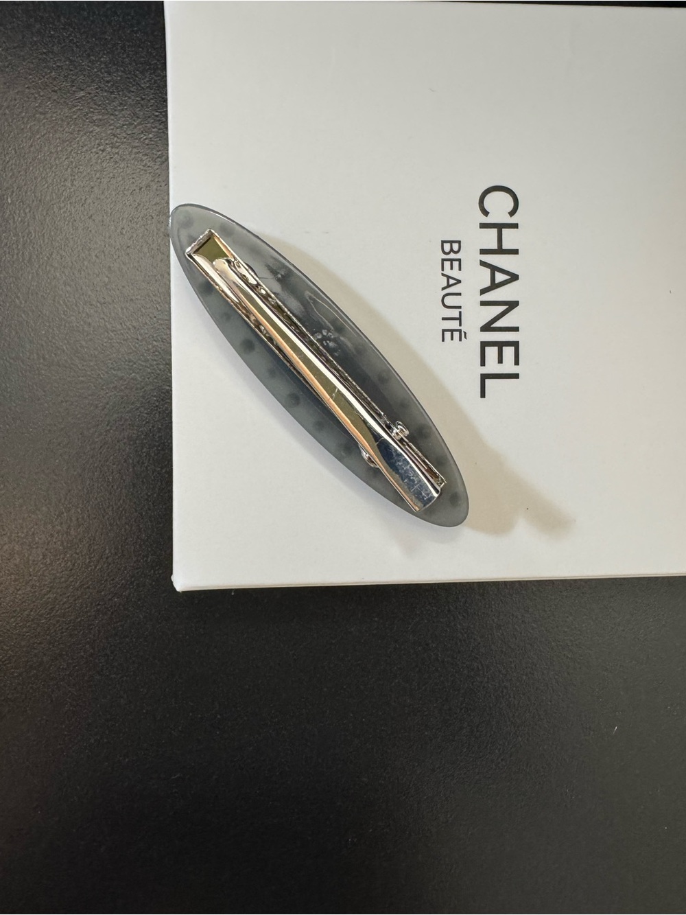 Chanel Black Crystal-Embellished Logo Hair Clips - Pair (set of 2) - Picture 8 of 8